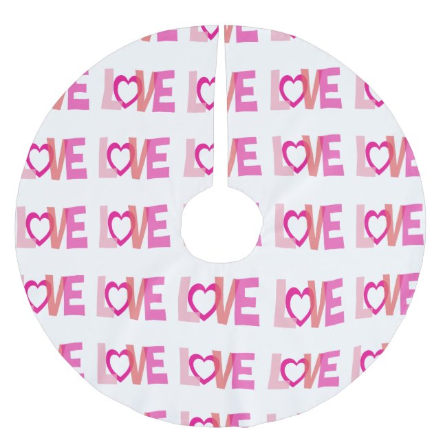 Svartvit rosa kärlek ord träd-kjol julgransmatta borstad polyester (Framsidan)