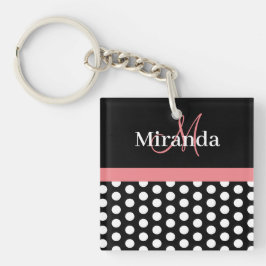 Svartvit Rosa, Monogram Polka-pricknyckelkedja