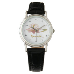 *~* Svartvit Rosa Namaste Rosa blomma Andlig Armbandsur