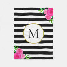 Svartvit Rosa Rand Blommigt för vattenfärg Monogra