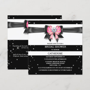 Svartvit rosa rand glitter armbåge gnistra inbjudningar