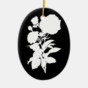 Svartvit rosa Silhouette Julgransprydnad Keramik