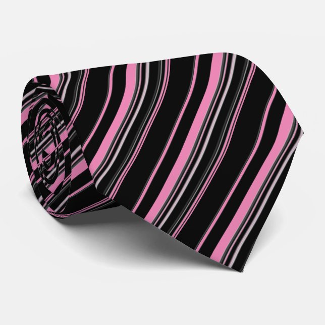 Svartvit Rosa, stripe Mönster Slips (Rullad)