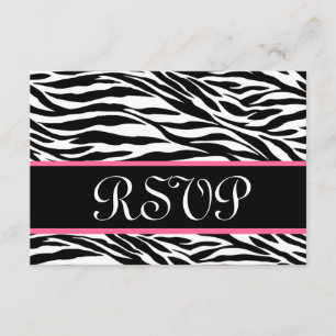 Svartvit Rosa Vild Zebra tryck OSA Bröllop Kort