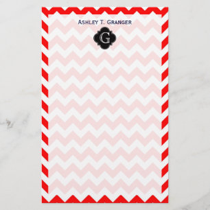 Svartvit rött, svart, svart, fyrfoil, Monogram Brevpapper