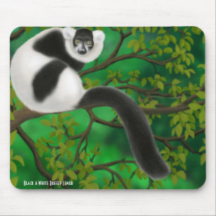 Svartvit Ruffed Lemur Mousepad Musmatta