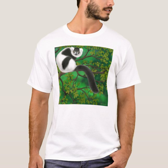 Svartvit Ruffed LemurT-tröja Tee (Framsida)