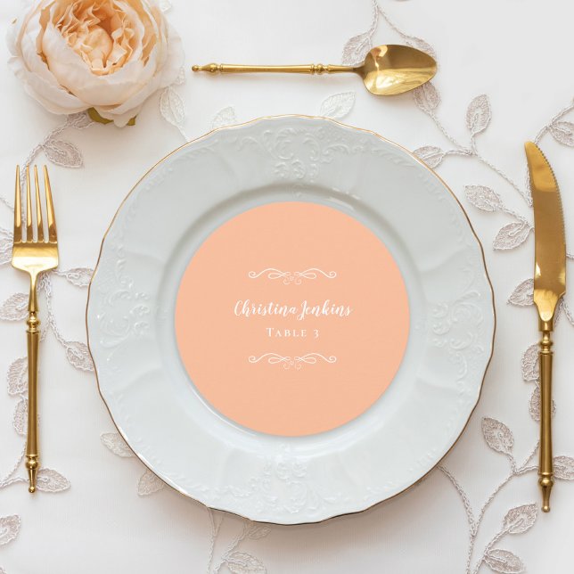 Svartvit runda Chic för Bröllop Elegant Monterings Inbjudningar (Wedding Elegant Black White Round Chic Place Card)