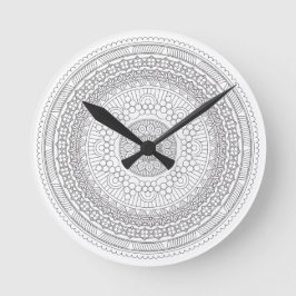 Svartvit runda Mandala v3 Rund Klocka