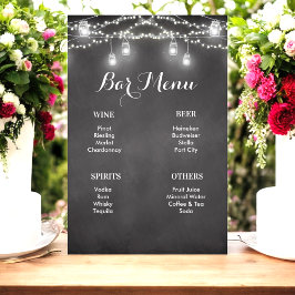 Svartvit Rustic Bröllop Pub Menu-tecken Poster