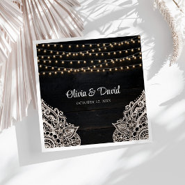 Svartvit Rustic Elegance Bröllop Napkins Pappersservett