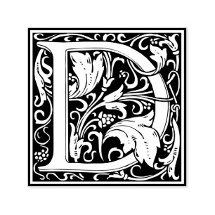 Svartvit ruta brev D art nouveau Självfärgande Stämpel