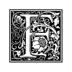 Svartvit ruta brev F art nouveau Självfärgande Stämpel