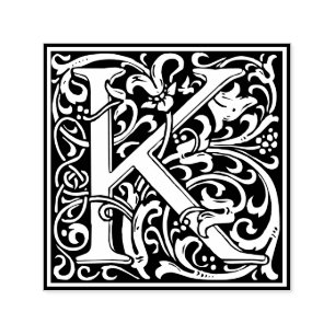 Svartvit ruta brev K art nouveau Självfärgande Stämpel