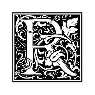 Svartvit ruta brev R art nouveau Självfärgande Stämpel