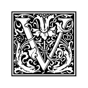 Svartvit ruta brev V art nouveau Självfärgande Stämpel