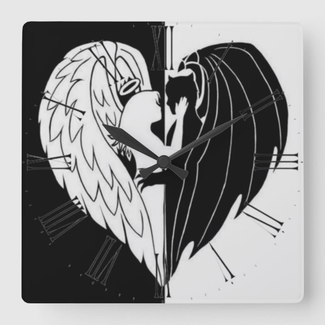 Svartvit ruta fyrkantig klocka (Framsida)