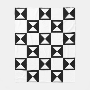 Svartvit ruta Triangle Hourglass like Mönster Fleecefilt