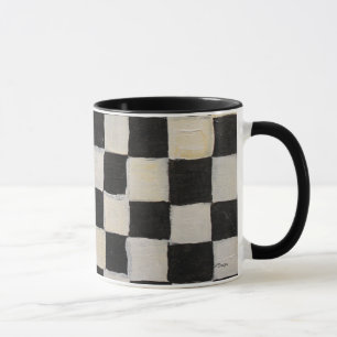 Svartvit rutig mugg