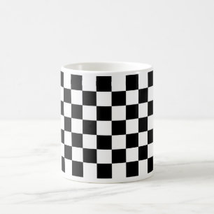 Svartvit rutig mugg