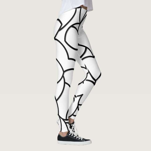 Svartvit sammansatt Abstrakt Leggings (Höger)