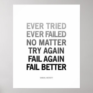 Svartvit Samuel Beckett citationsteckenaffisch Poster