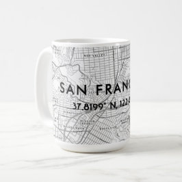 Svartvit San Francisco Karta Anpassningsbar Coordi Kaffemugg