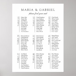 Svartvit. Sätesdiagram för minsta snyggt Bröllop Poster