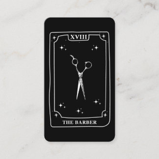 Svartvit sax av typen Mystical Tarot Card Barber Visitkort