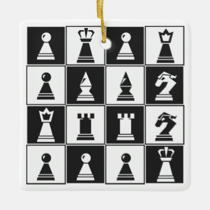 Svartvit schack, Delar kvadrat, ornament