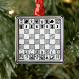 Svartvit schacktema Ornament