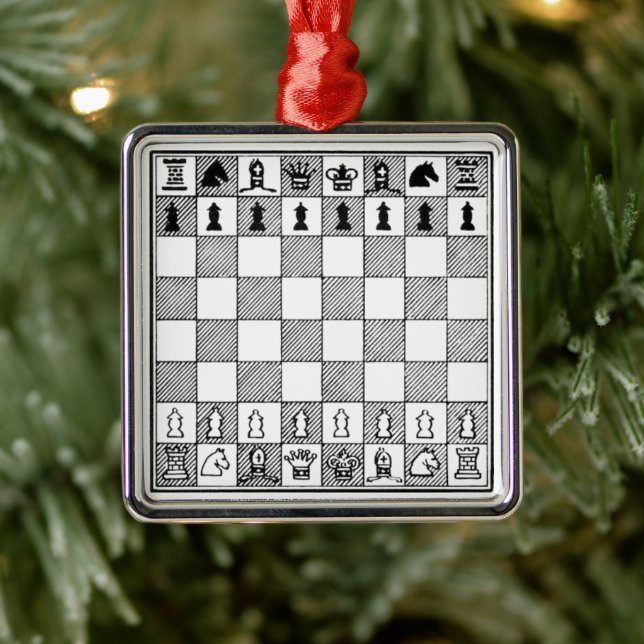 Svartvit schacktema Ornament (Träd)