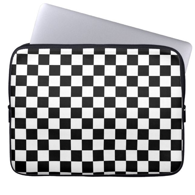 Svartvit schaktare Mönster Laptop Sleeve (Framsidan)