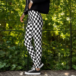 Svartvit schaktbord Mönster Leggings