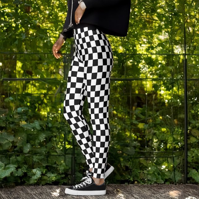Svartvit schaktbord Mönster Leggings (Skapare uppladdad)