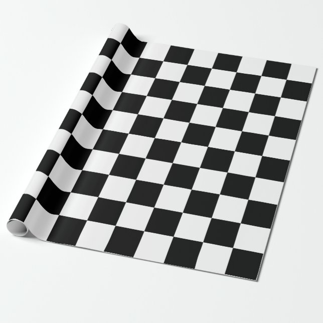 Svartvit schaktbord Mönster Presentpapper (Utrullad)