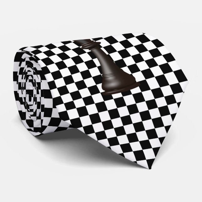 Svartvit schaktbord slips (Rullad)