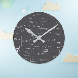 Svartvit schalckboard-matematikekvationer (Academi Rund Klocka