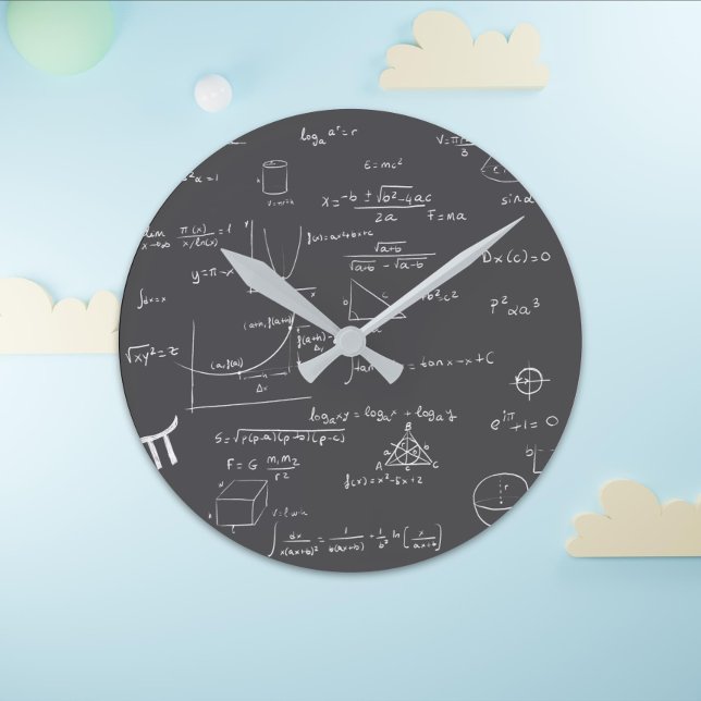 Svartvit schalckboard-matematikekvationer (Academi Rund Klocka (Math wall clock for your classroom, your office or your college room)