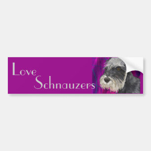 Svartvit Schnauzer med purpurfärgad bakgrund Bildekal