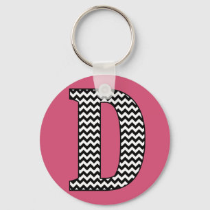 Svartvit schvron D Monogram Basic-nyckelkedja Nyckelring