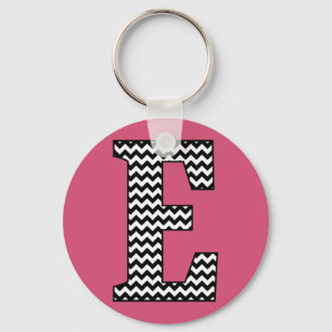 Svartvit schvron E Monogram Basic-nyckelkedja Nyckelring