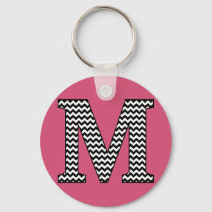 Svartvit schvron M Monogram Basic-nyckelkedja Nyckelring