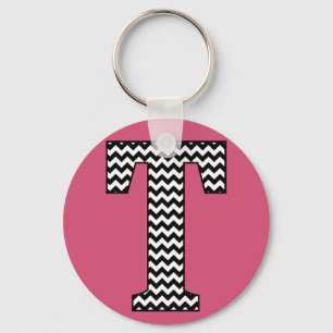 Svartvit schvron T Monogram Basic-nyckelkedja Nyckelring