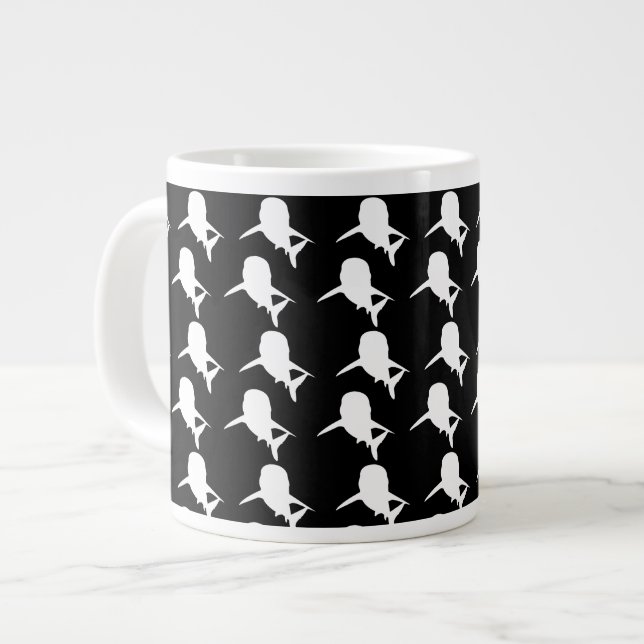 Svartvit Shadow sharval mönster Jumbo Mugg (Framsida vänster)