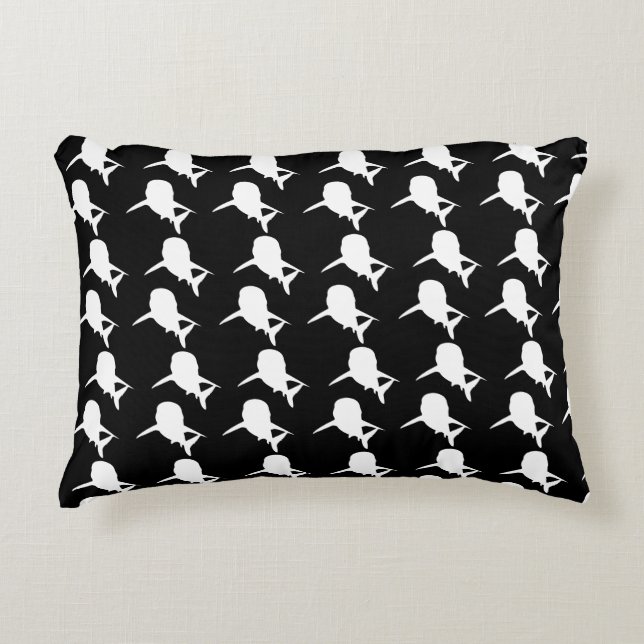 Svartvit Shadow sharval mönster Prydnadskudde (Framsidan)