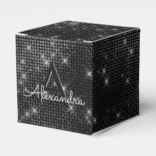 Svartvit shimmer-monogram - lägg till ditt namn presentaskar
