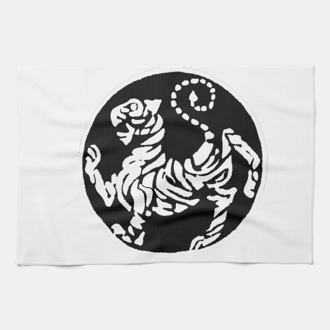 SVARTVIT SHOTOKAN-TIGER KÖKSHANDDUK (Horisontell)
