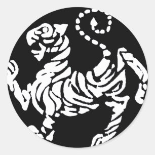 SVARTVIT SHOTOKAN-TIGER RUNT KLISTERMÄRKE