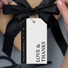 Svartvit sida Rand Bröllop Tack Presentetikett